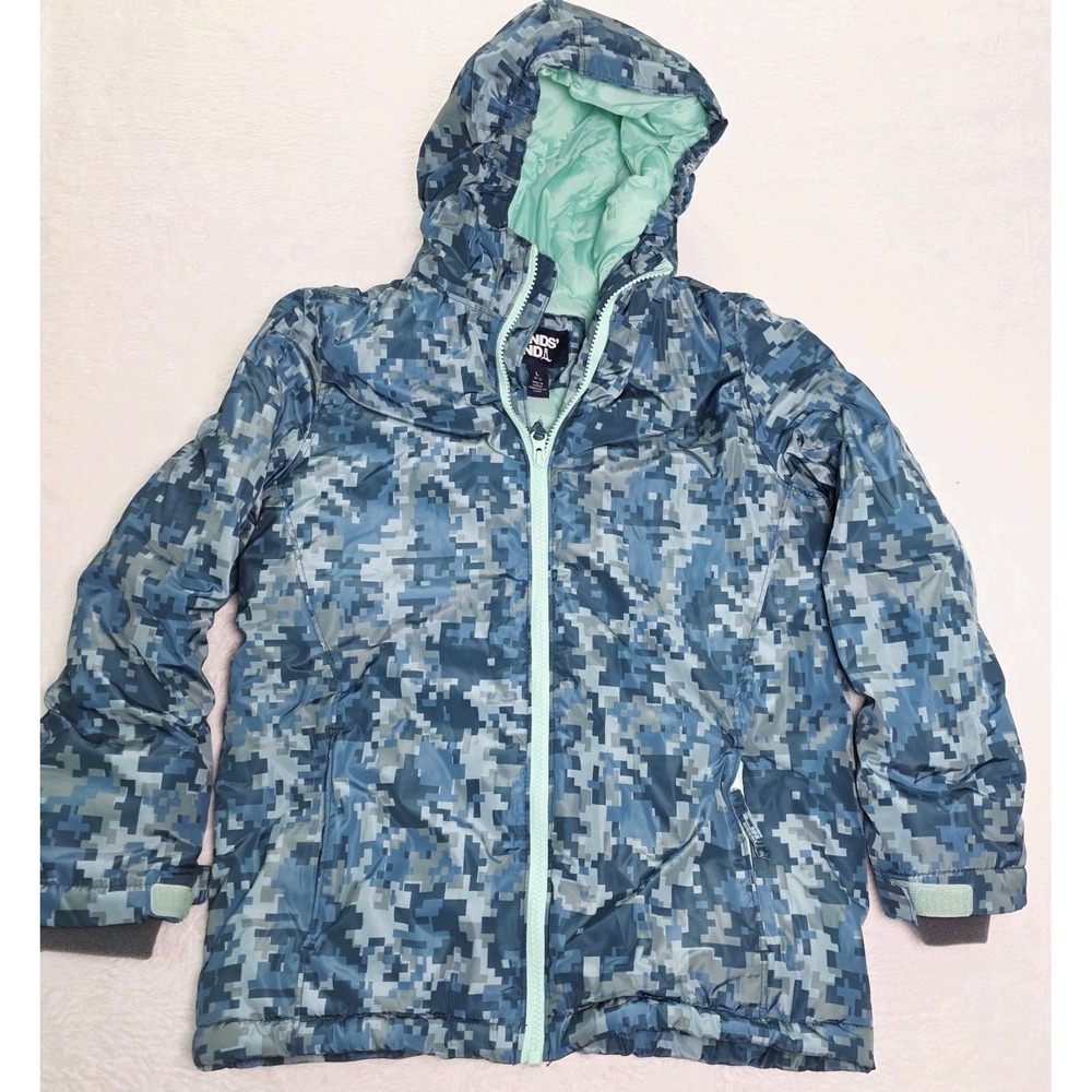 Lands End Boy's Puffer‎ Coat Blue Green Size Large 10/12